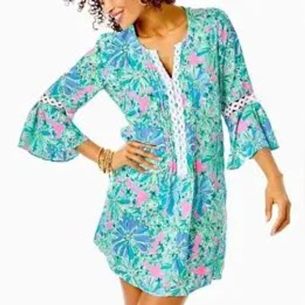 Lilly Pulitzer Hollie Tunic Dress Soleil Pink Good Hare Day Size Small - Picture 2 of 9